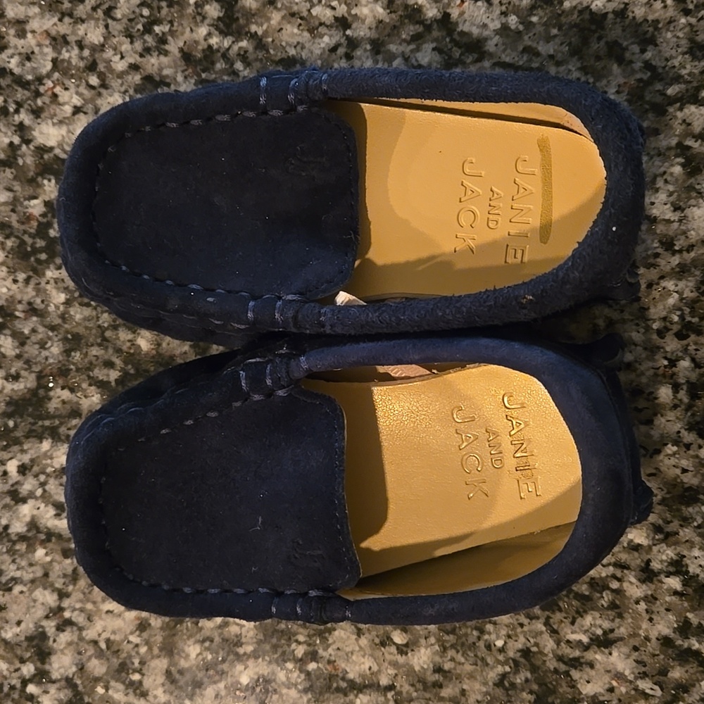 Navy suede loafers